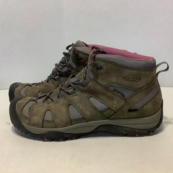 Women's Keen 52002 Mid Hiking Boots Size 10 Pink/Brown/Gray - Picture 4 of 12